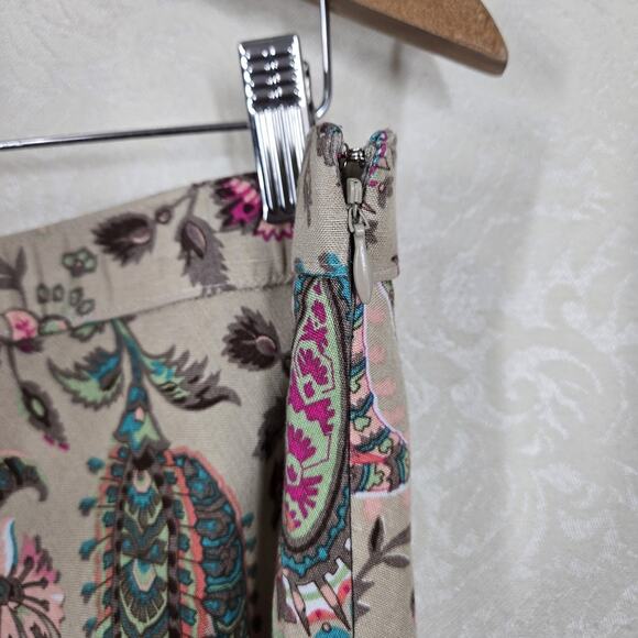 VTG East 5th Linen Blend Paisley Maxi Skirt sz 16W* Tan Beige Multi Floral Boho - Picture 6 of 12